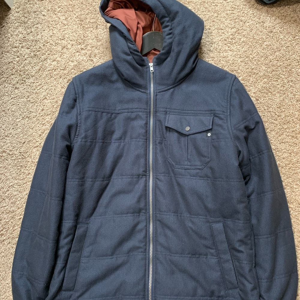 Men’s Blue Marmot Winter Jacket with hood